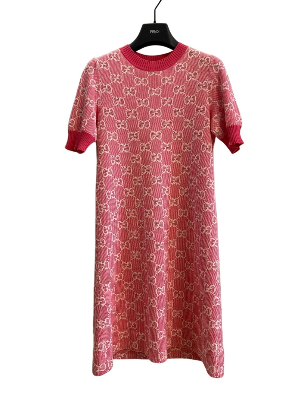 Authentic Gucci Pink GG Logo Knit Dress